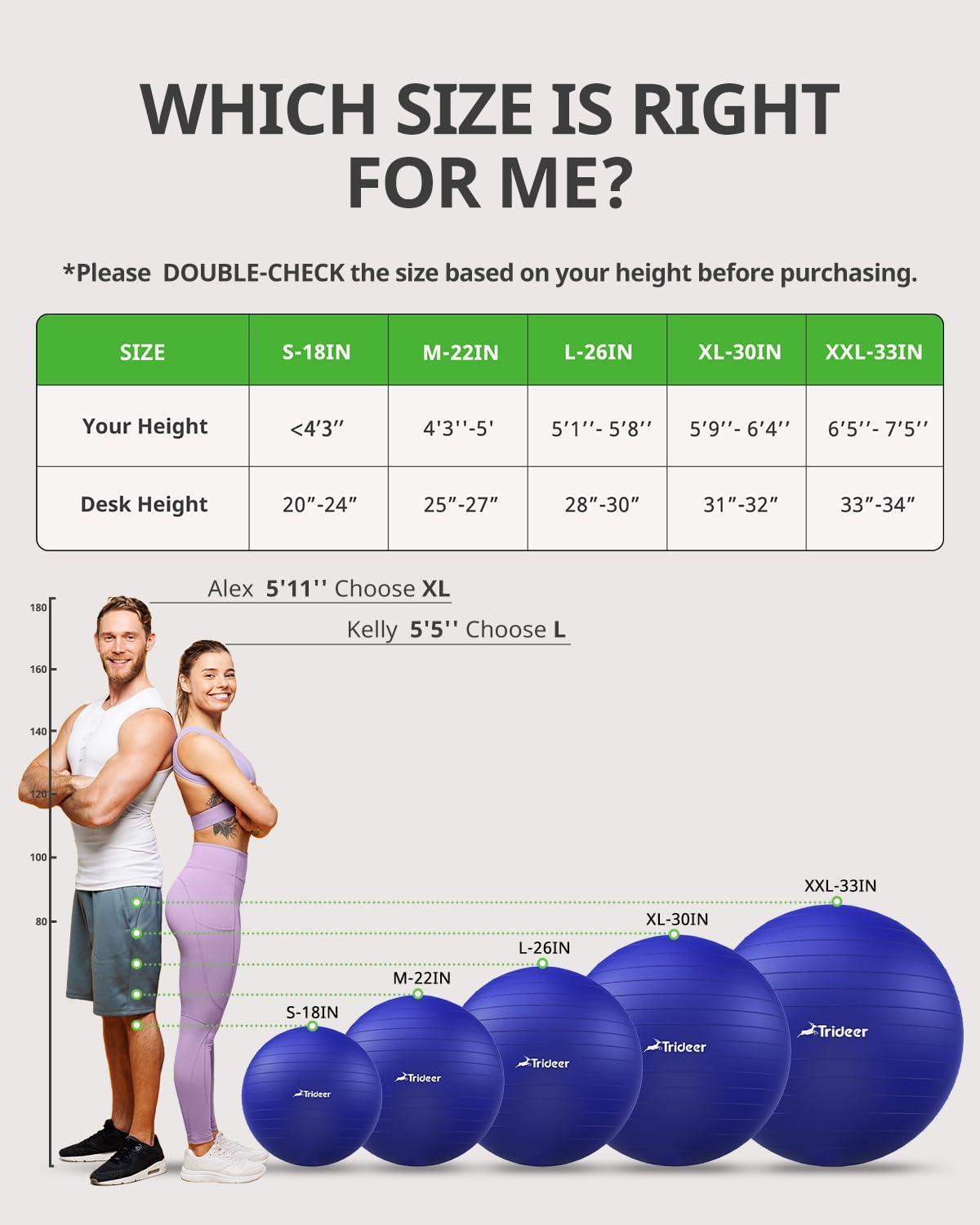 Swiss Exercise Yoga Ball for Balance and Core Stability with 5 Sizes and Quick Pump Included - imprüv  