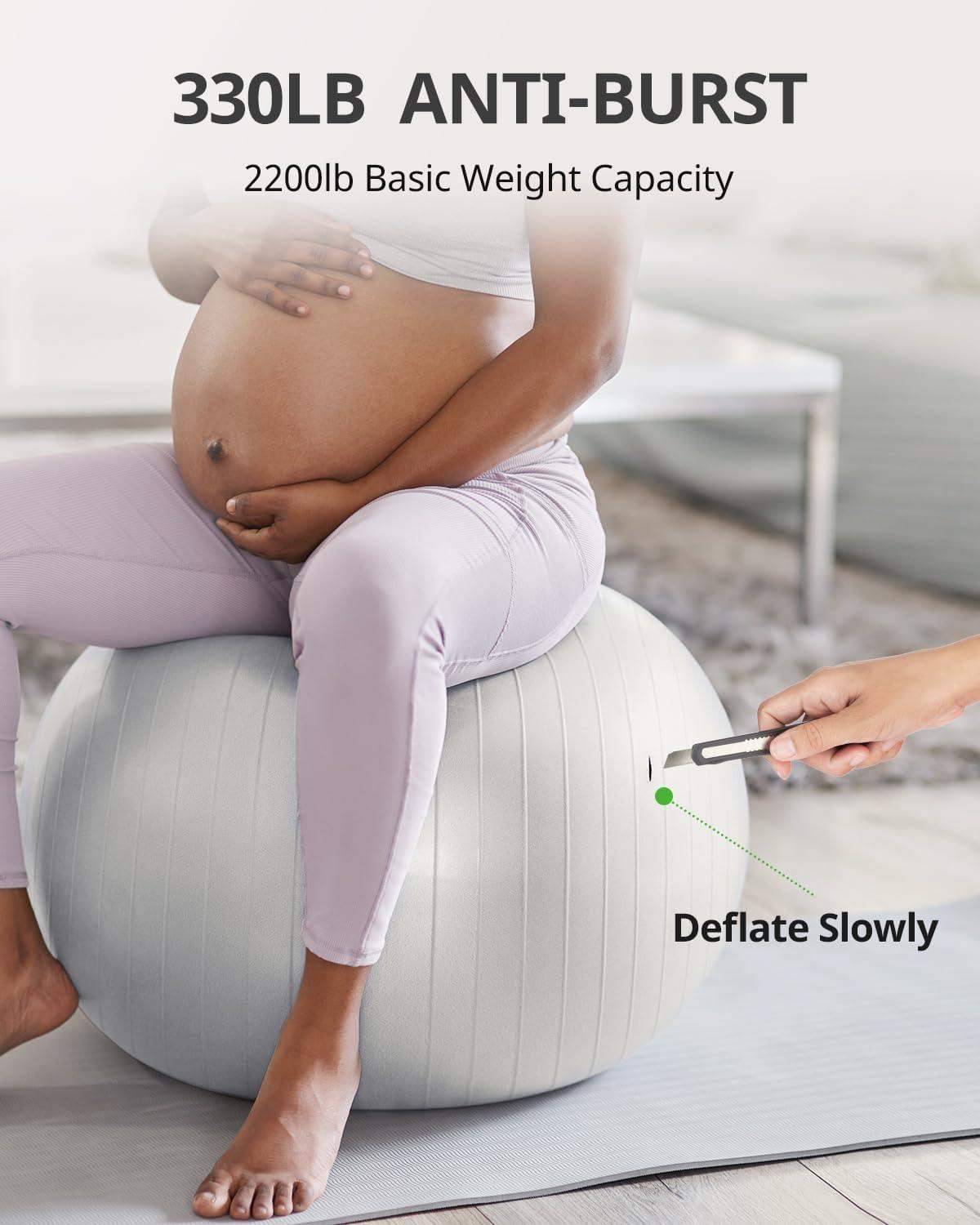 Swiss Exercise Yoga Ball for Balance and Core Stability with 5 Sizes and Quick Pump Included - imprüv  