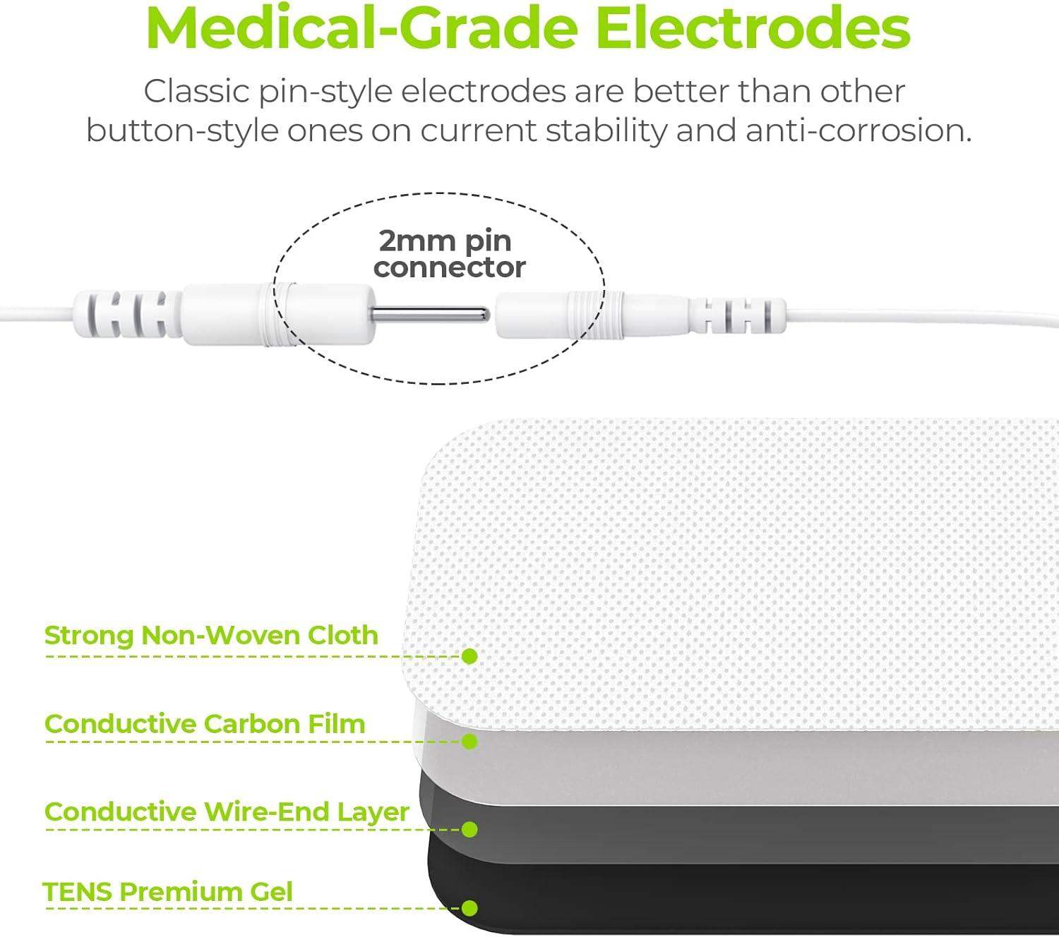 TENS Unit Electrode Pads, Rectangular Reusable Replacement Pads for Electrotherapy Muscle Stimulator - imprüv  