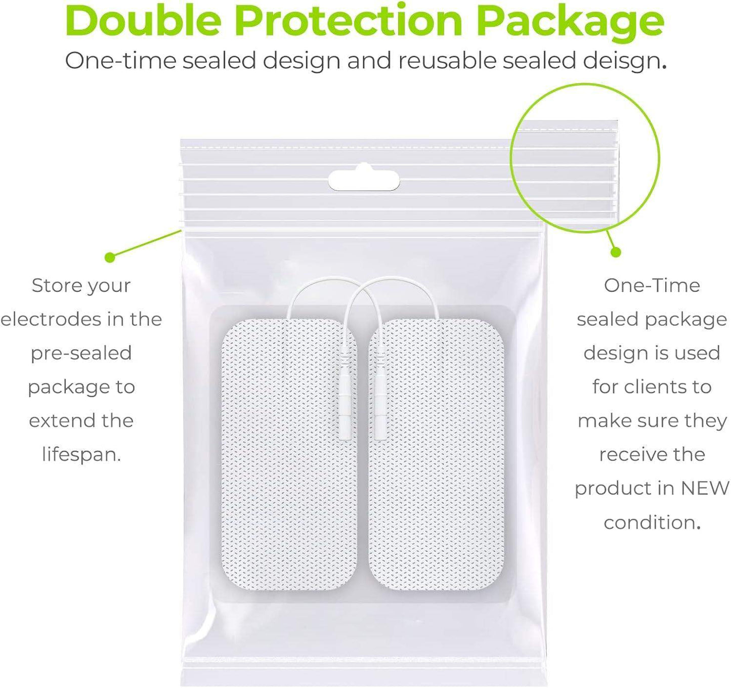 TENS Unit Electrode Pads, Rectangular Reusable Replacement Pads for Electrotherapy Muscle Stimulator - imprüv  