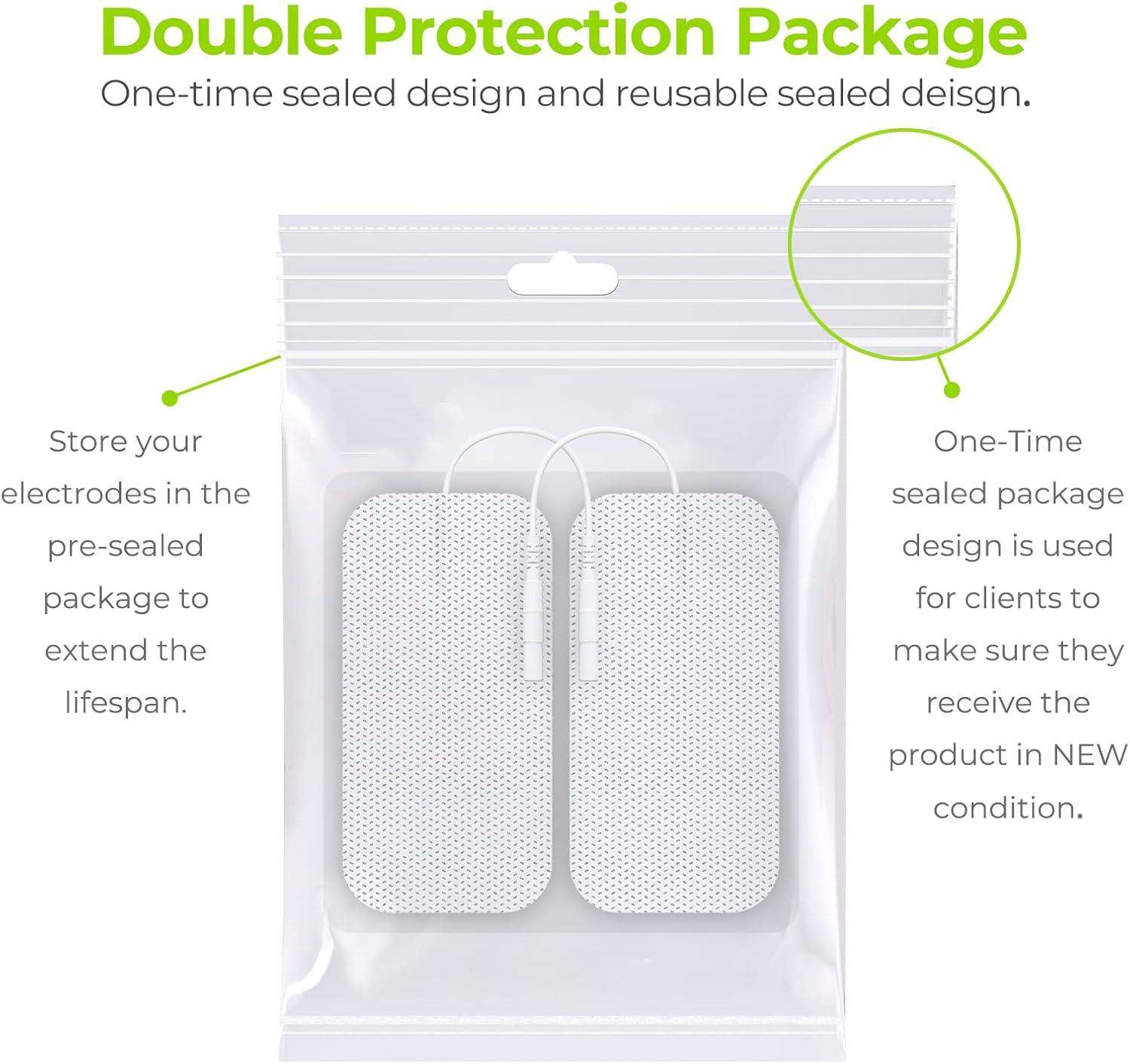 TENS Unit Electrode Pads, Rectangular Reusable Replacement Pads for Electrotherapy Muscle Stimulator - imprüv  