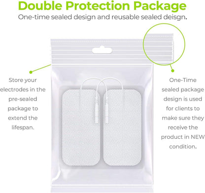 TENS Unit Electrode Pads, Rectangular Reusable Replacement Pads for Electrotherapy Muscle Stimulator - imprüv  