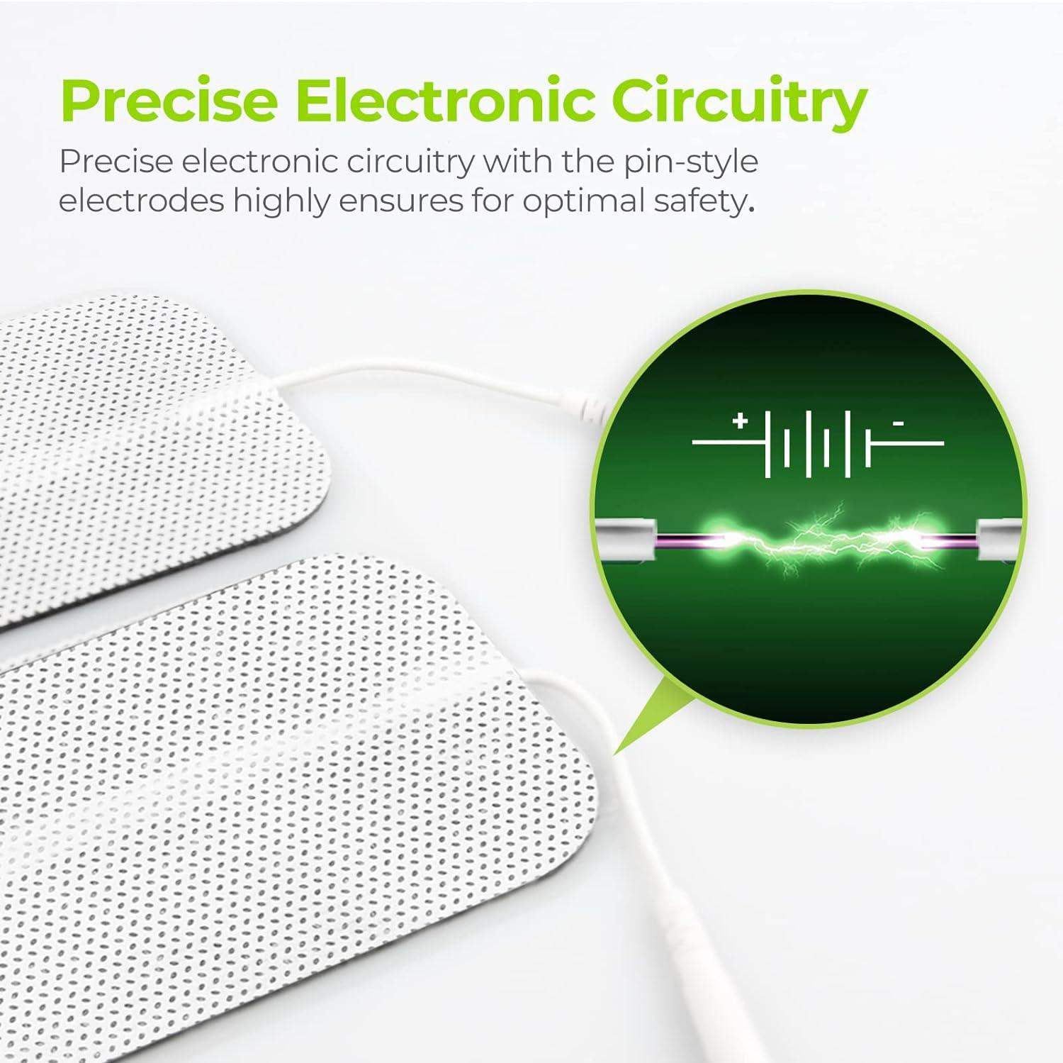 TENS Unit Electrode Pads, Rectangular Reusable Replacement Pads for Electrotherapy Muscle Stimulator - imprüv  