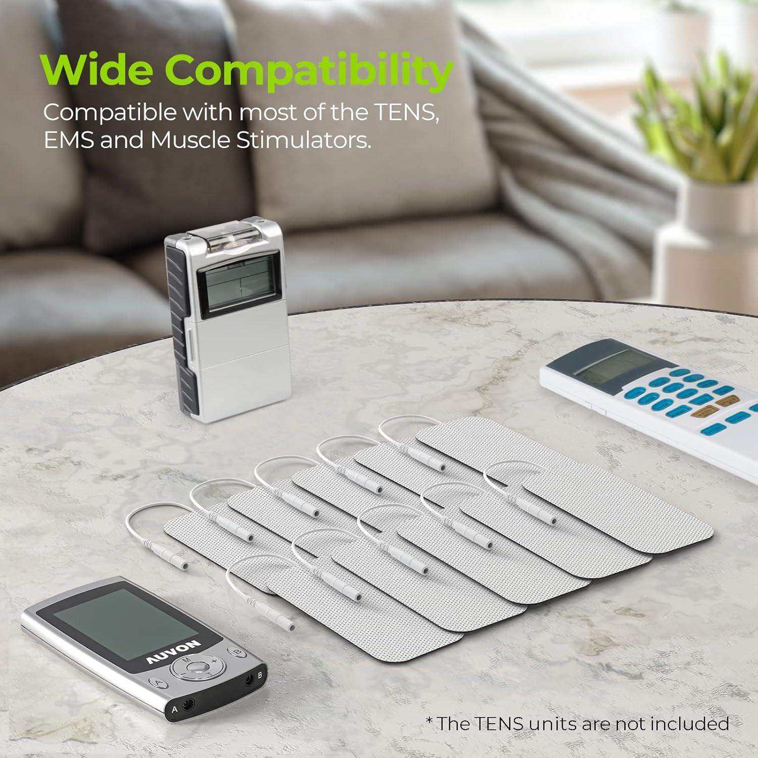TENS Unit Electrode Pads, Rectangular Reusable Replacement Pads for Electrotherapy Muscle Stimulator - imprüv  