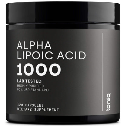 Toniiq Alpha Lipoic Acid 1000mg Capsules, 99%+ Highly-Purified ALA Antioxidant for Cellular Energy and Nerve Health - imprüv  