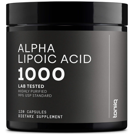 Toniiq Alpha Lipoic Acid 1000mg Capsules, 99%+ Highly-Purified ALA Antioxidant for Cellular Energy and Nerve Health - imprüv  