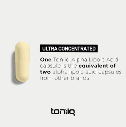 Toniiq Alpha Lipoic Acid 1000mg Capsules, 99%+ Highly-Purified ALA Antioxidant for Cellular Energy and Nerve Health - imprüv  