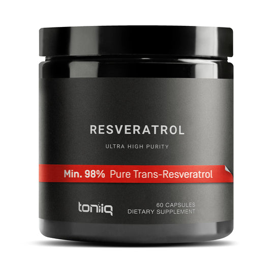 Toniiq Resveratrol Capsules, 98% Highly-Purified Trans-Resveratrol Polyphenol for Cellular Longevity and Mitochondrial Support - imprüv  