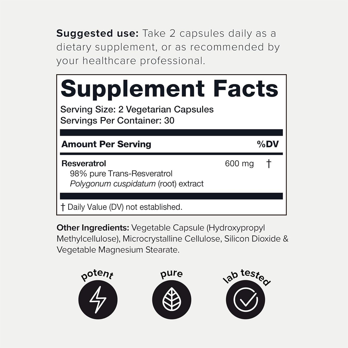 Toniiq Resveratrol Capsules, 98% Highly-Purified Trans-Resveratrol Polyphenol for Cellular Longevity and Mitochondrial Support - imprüv  