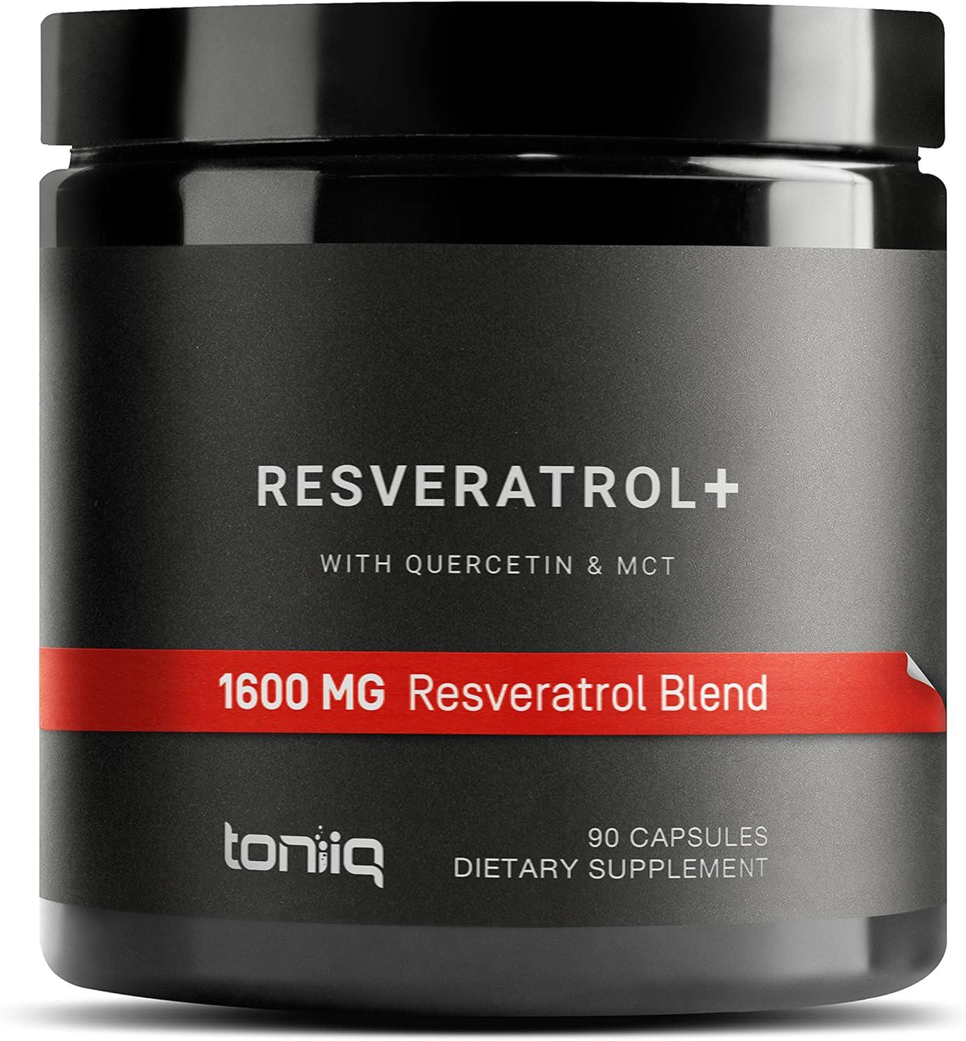 Toniiq Resveratrol Capsules, 98% Highly-Purified Trans-Resveratrol Polyphenol for Cellular Longevity and Mitochondrial Support - imprüv  
