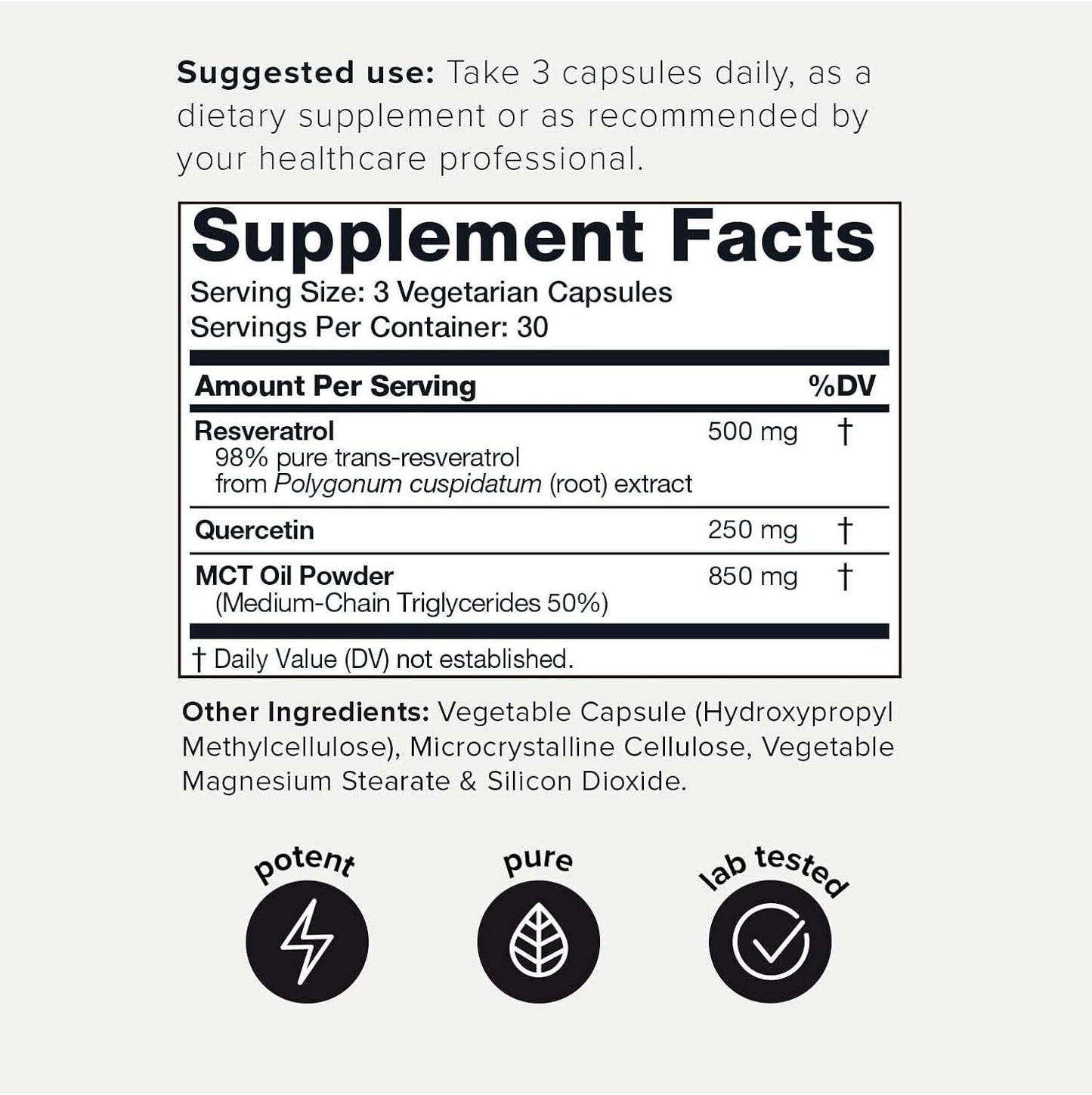 Toniiq Resveratrol Capsules, 98% Highly-Purified Trans-Resveratrol Polyphenol for Cellular Longevity and Mitochondrial Support - imprüv  