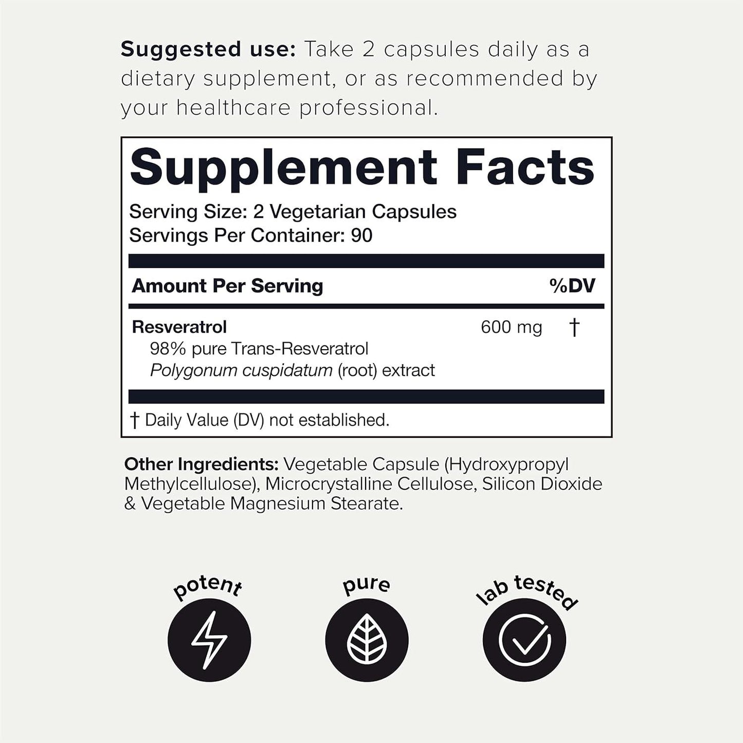 Toniiq Resveratrol Capsules, 98% Highly-Purified Trans-Resveratrol Polyphenol for Cellular Longevity and Mitochondrial Support - imprüv  