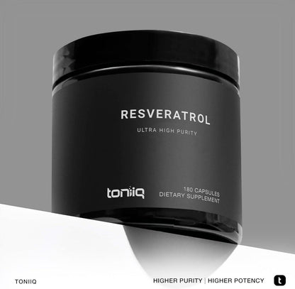 Toniiq Resveratrol Capsules, 98% Highly-Purified Trans-Resveratrol Polyphenol for Cellular Longevity and Mitochondrial Support - imprüv  