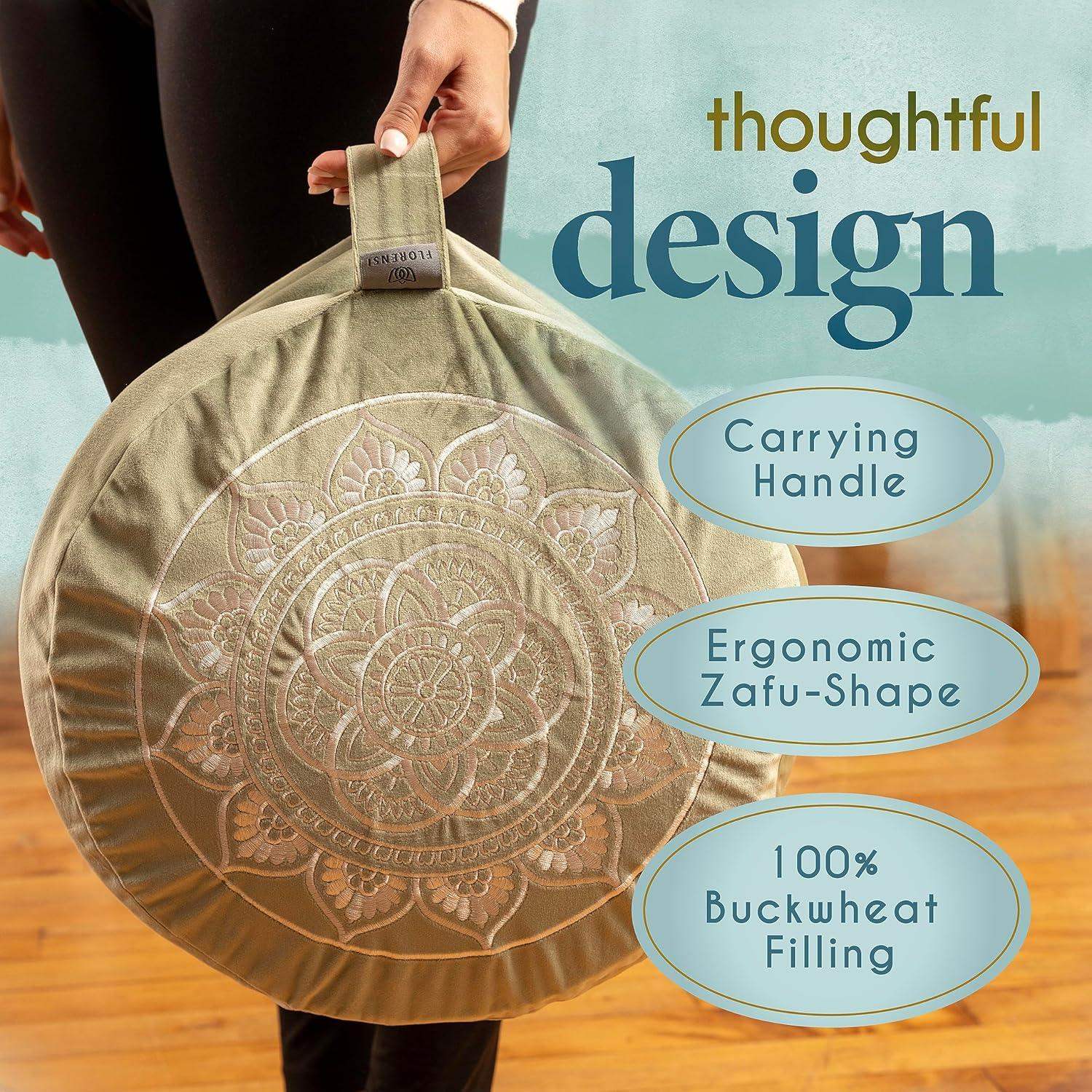 Traditional Tibetan Meditation Floor Pillow with Velvet Cover for Seated Posture Support - imprüv  
