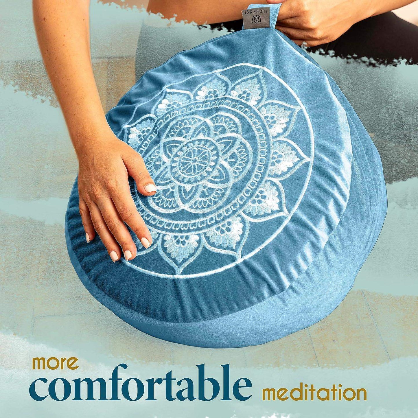 Traditional Tibetan Meditation Floor Pillow with Velvet Cover for Seated Posture Support - imprüv  