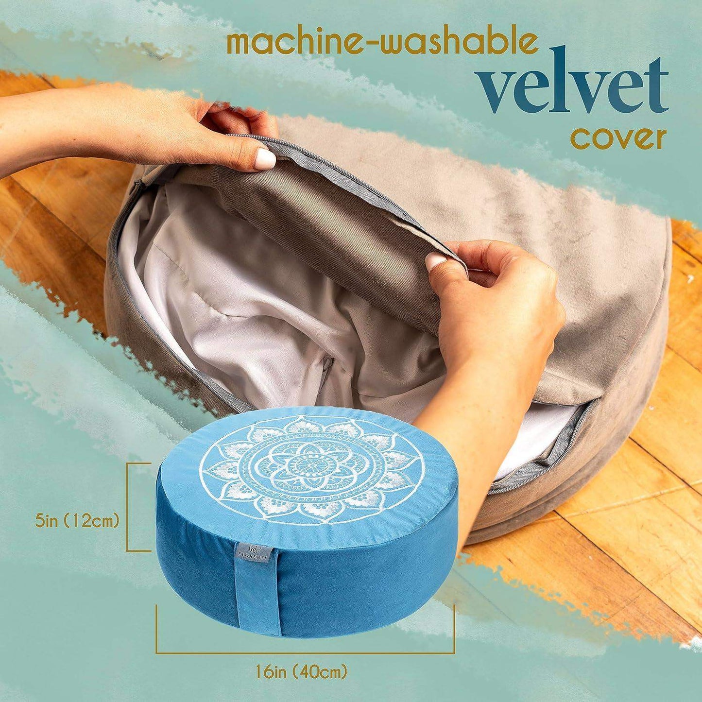 Traditional Tibetan Meditation Floor Pillow with Velvet Cover for Seated Posture Support - imprüv  