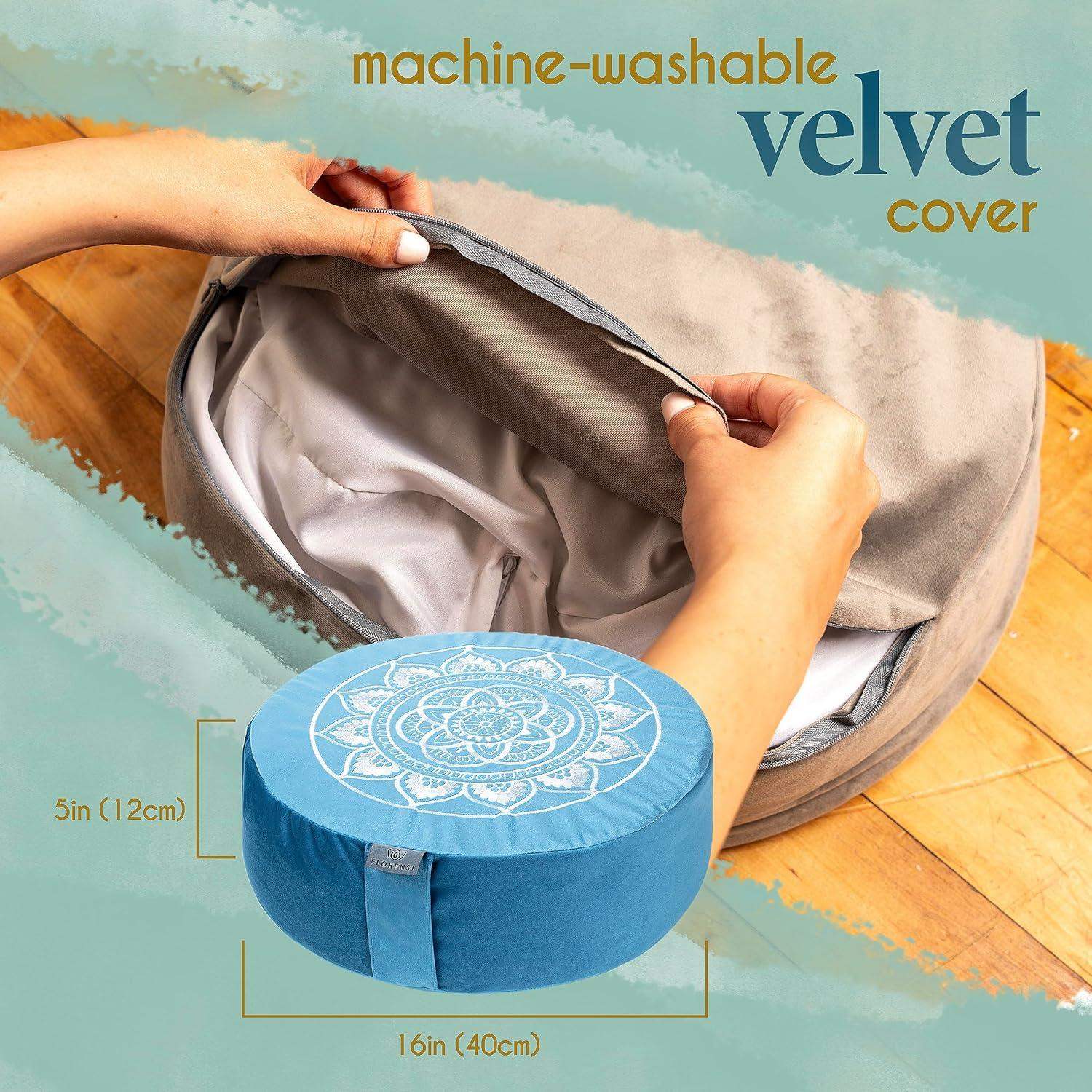 Traditional Tibetan Meditation Floor Pillow with Velvet Cover for Seated Posture Support - imprüv  