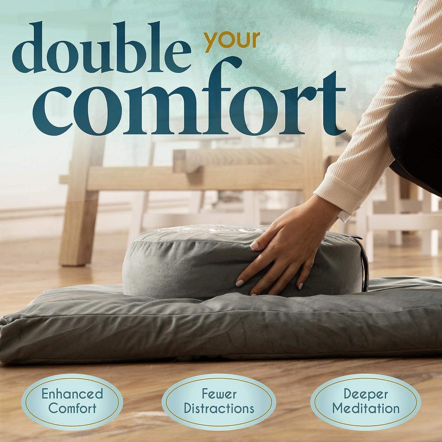 Traditional Tibetan Meditation Floor Pillow with Velvet Cover for Seated Posture Support - imprüv  