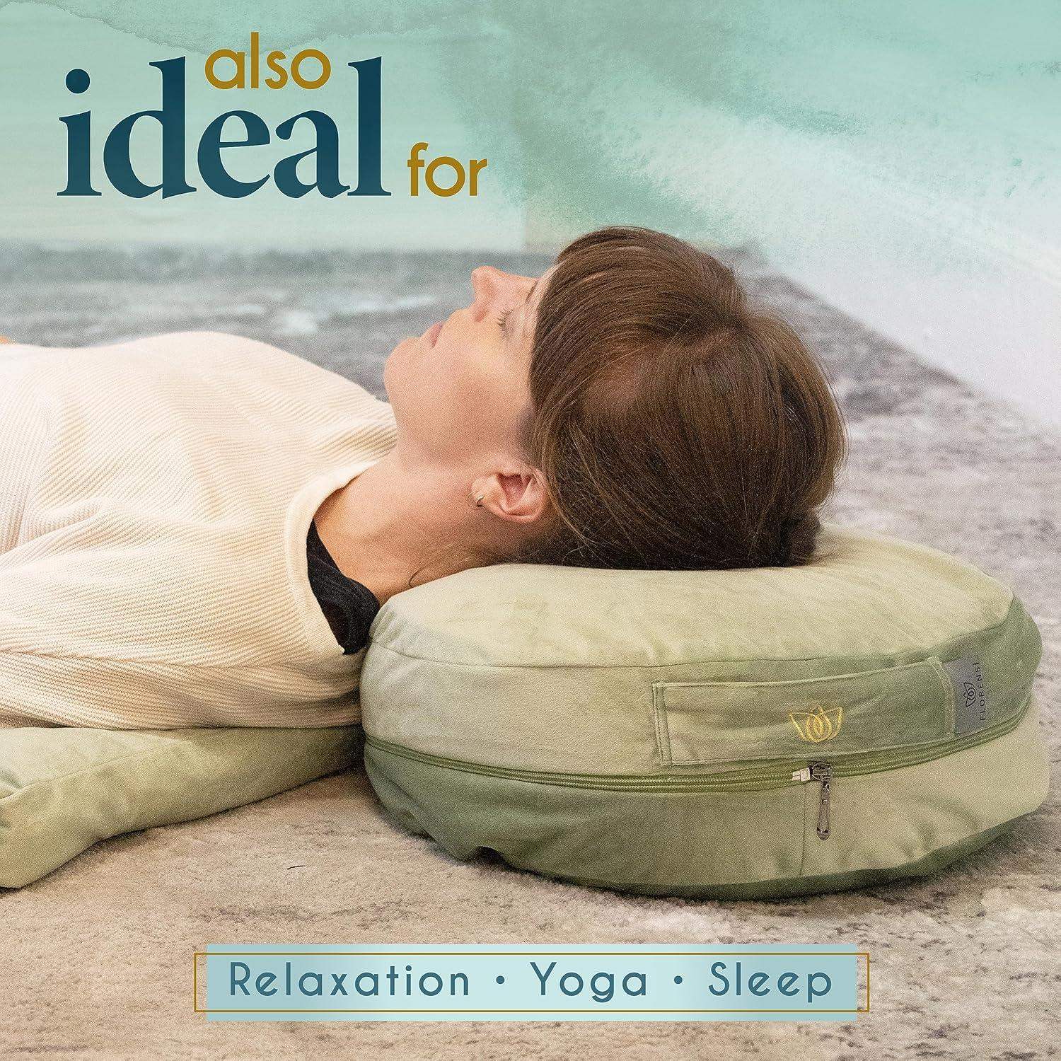 Traditional Tibetan Meditation Floor Pillow with Velvet Cover for Seated Posture Support - imprüv  