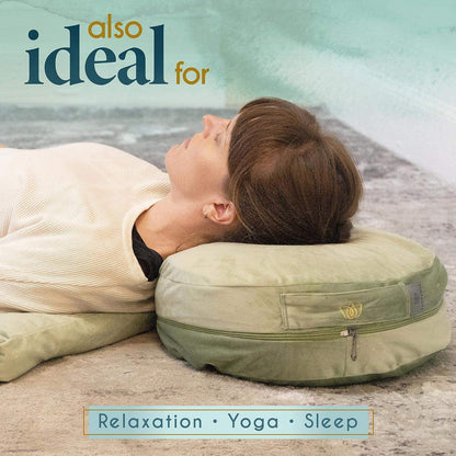 Traditional Tibetan Meditation Floor Pillow with Velvet Cover for Seated Posture Support - imprüv  