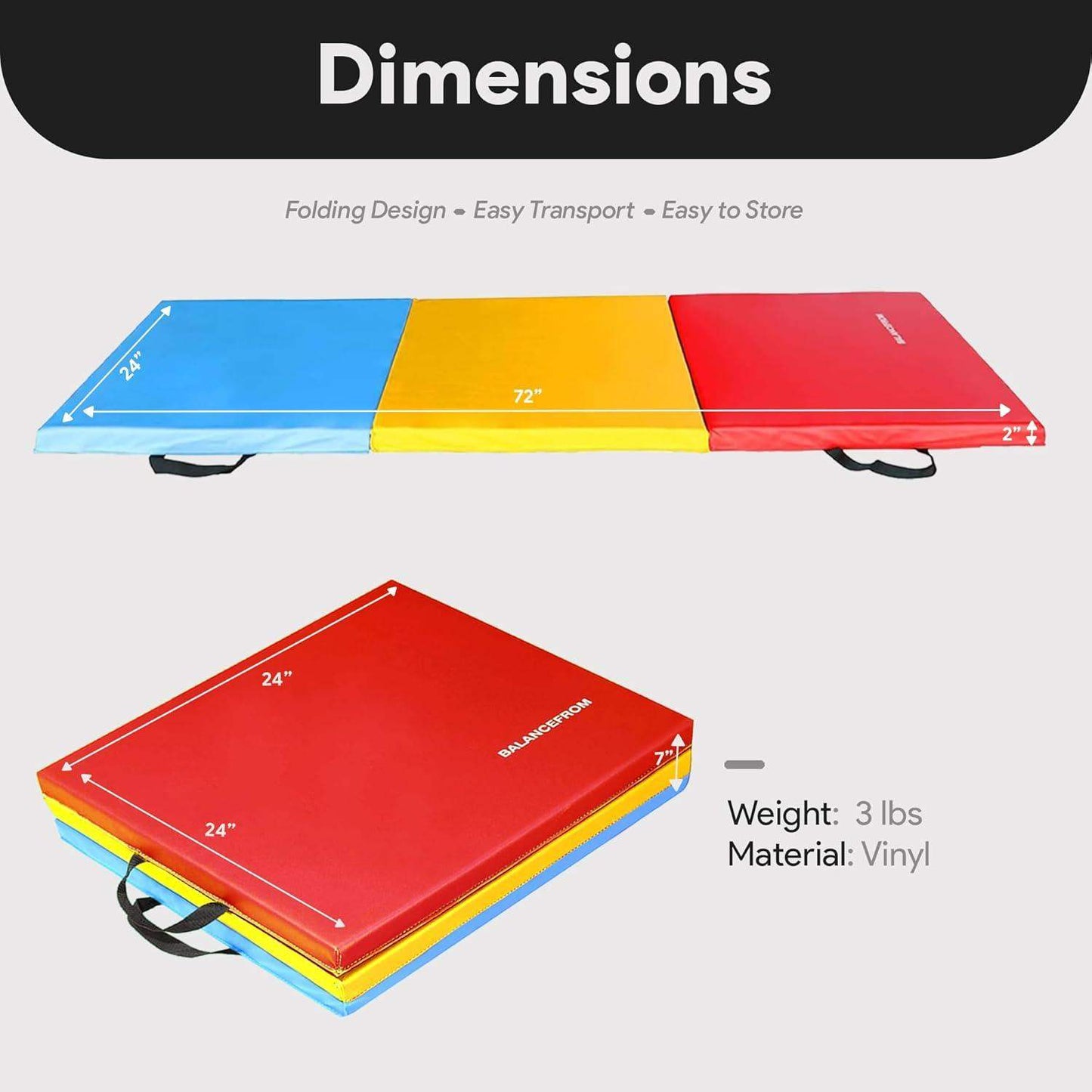 Tri-Folding 2-Inch Thick Gymnastics Mat for Home Gym and Cushioned Floor Exercises - imprüv  