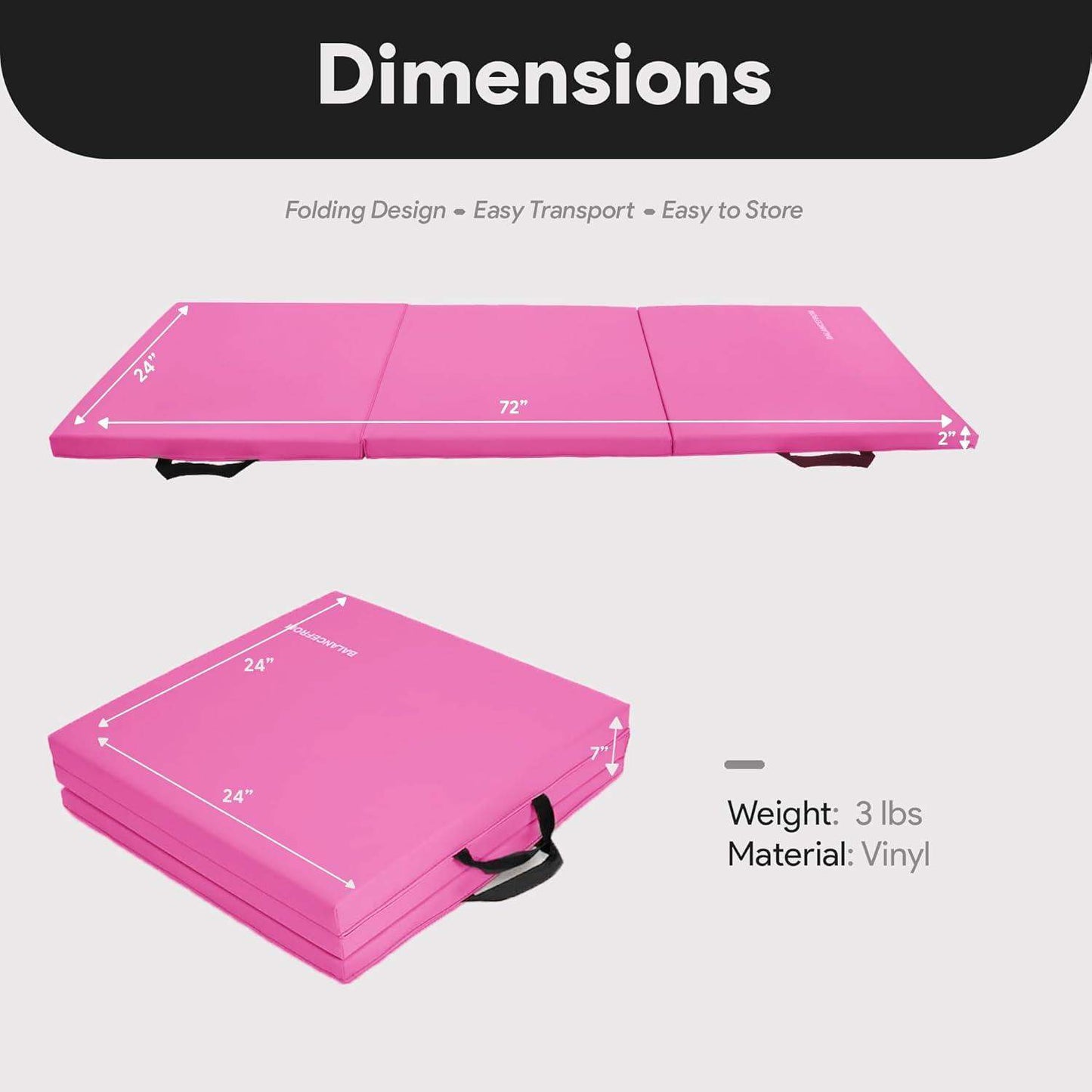 Tri-Folding 2-Inch Thick Gymnastics Mat for Home Gym and Cushioned Floor Exercises - imprüv  
