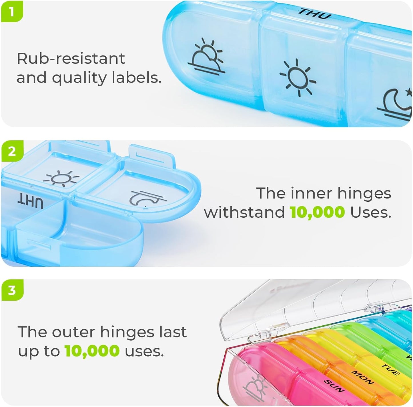Weekly Pill Organizer 3 Times a Day Large 7 Day Medicine Box for Daily Medication and Supplement Management - imprüv  