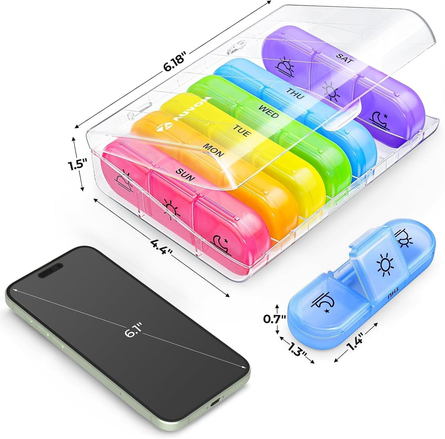 Weekly Pill Organizer 3 Times a Day Large 7 Day Medicine Box for Daily Medication and Supplement Management - imprüv  