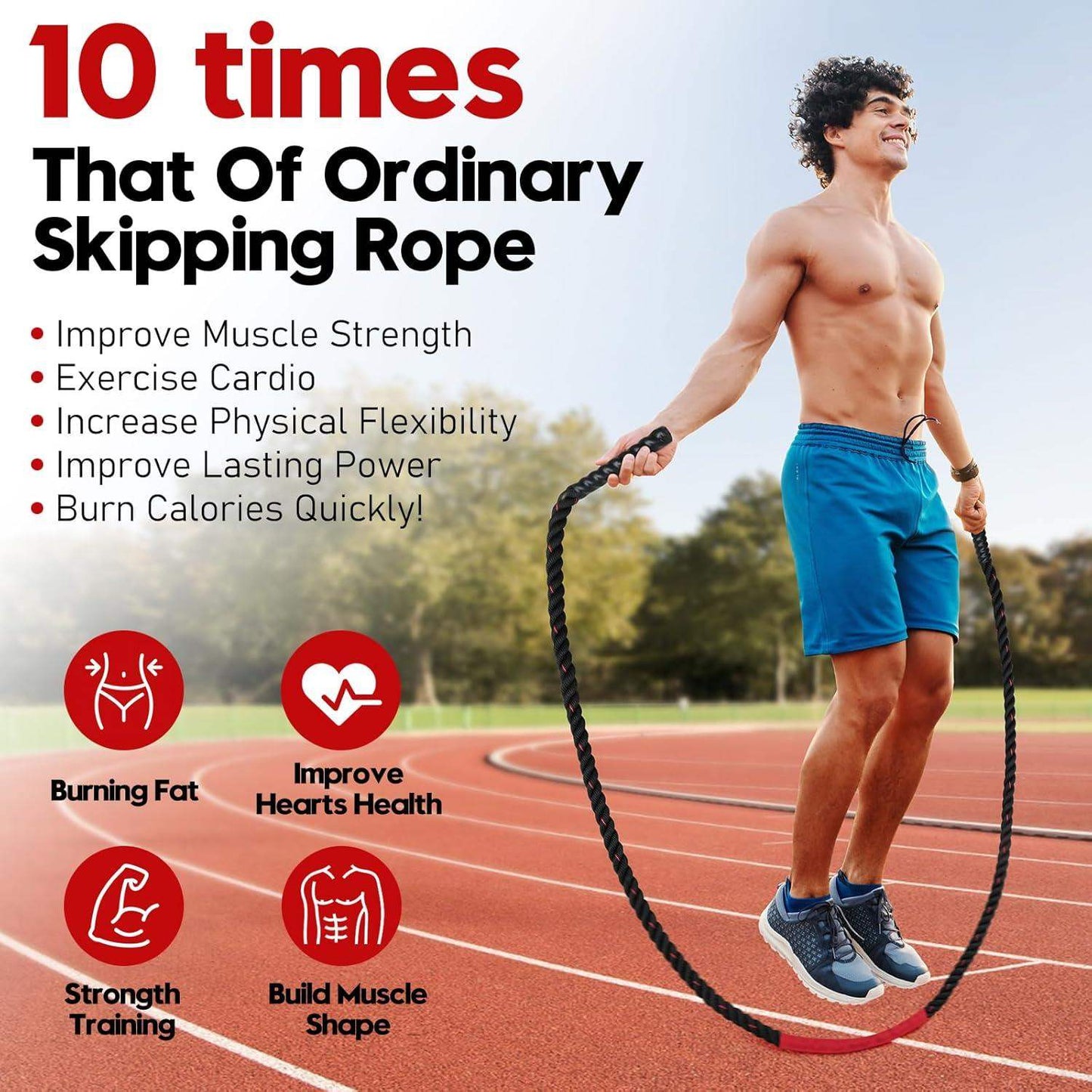 Weighted Jump Rope, 9.8ft Heavy Exercise Jumping Rope for Adults - imprüv  