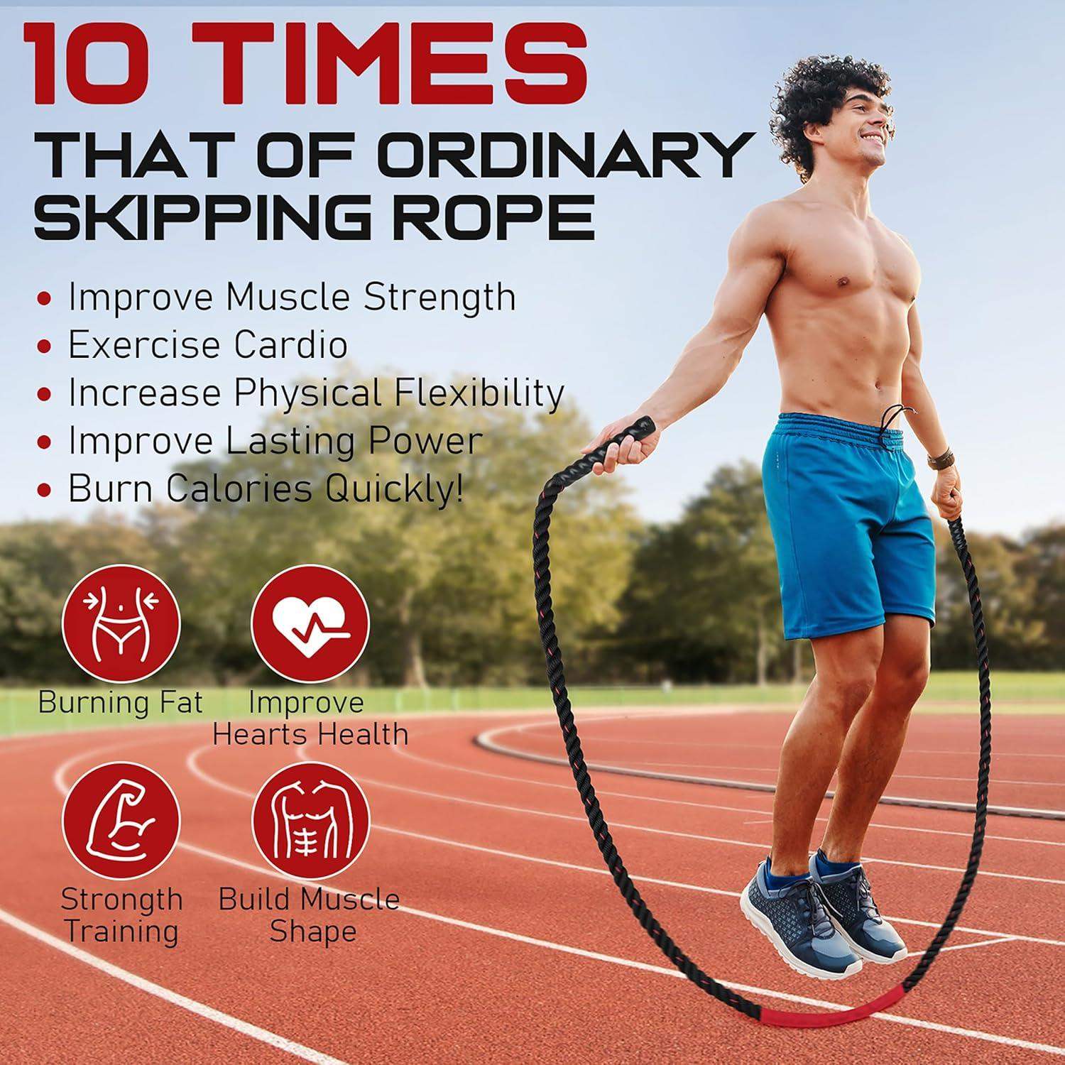 Weighted Jump Rope, 9.8ft Heavy Exercise Jumping Rope for Adults - imprüv  