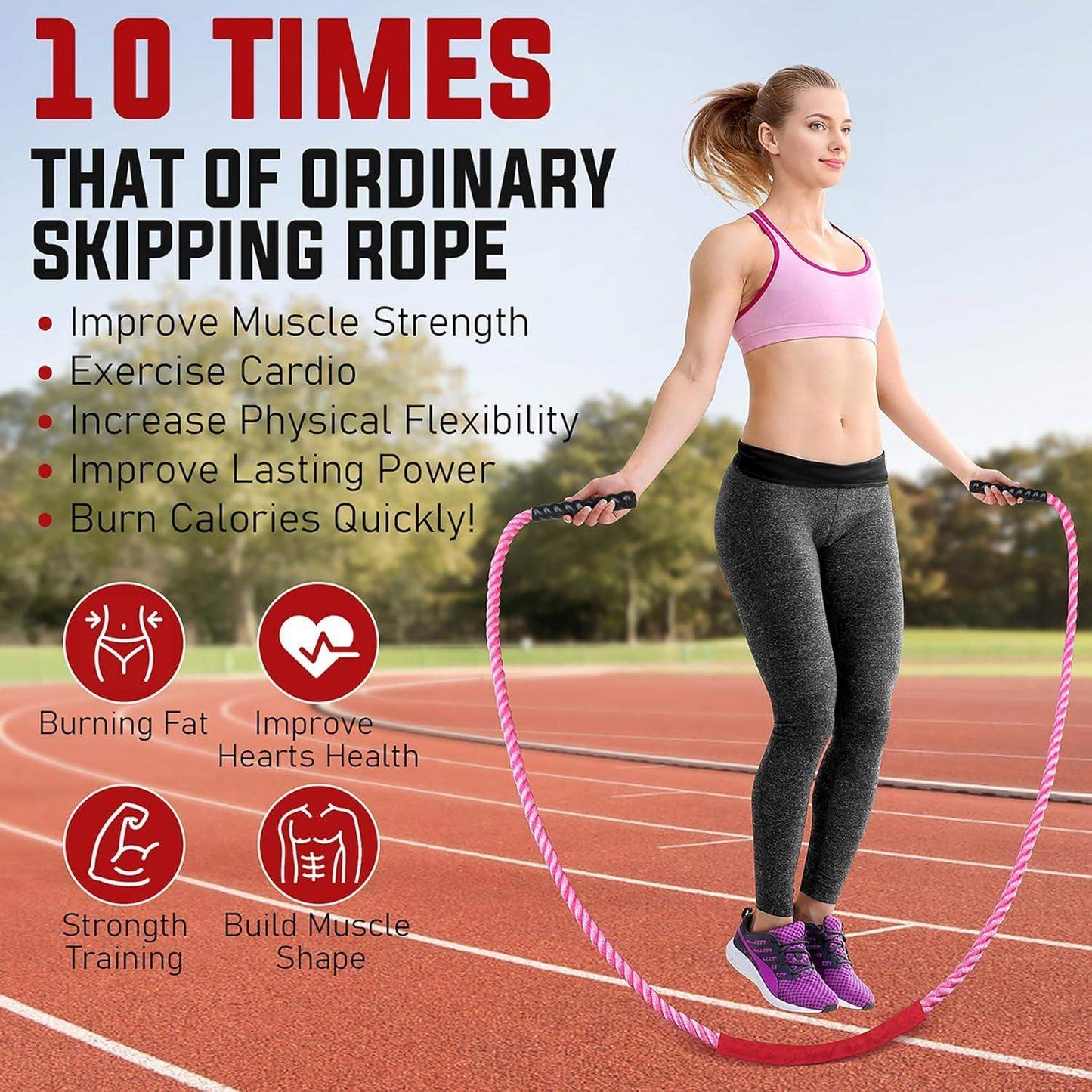 Weighted Jump Rope, 9.8ft Heavy Exercise Jumping Rope for Adults - imprüv  