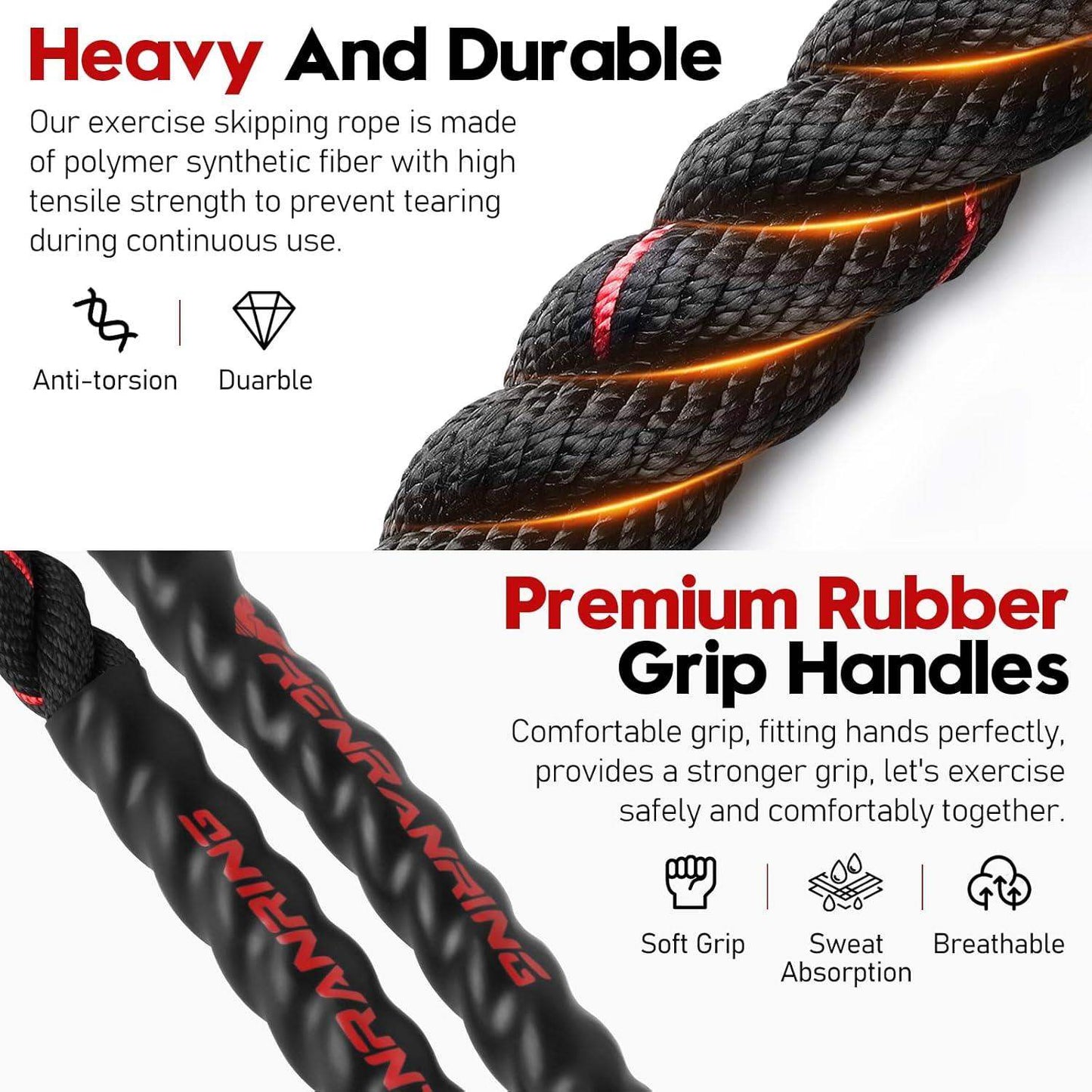 Weighted Jump Rope, 9.8ft Heavy Exercise Jumping Rope for Adults - imprüv  