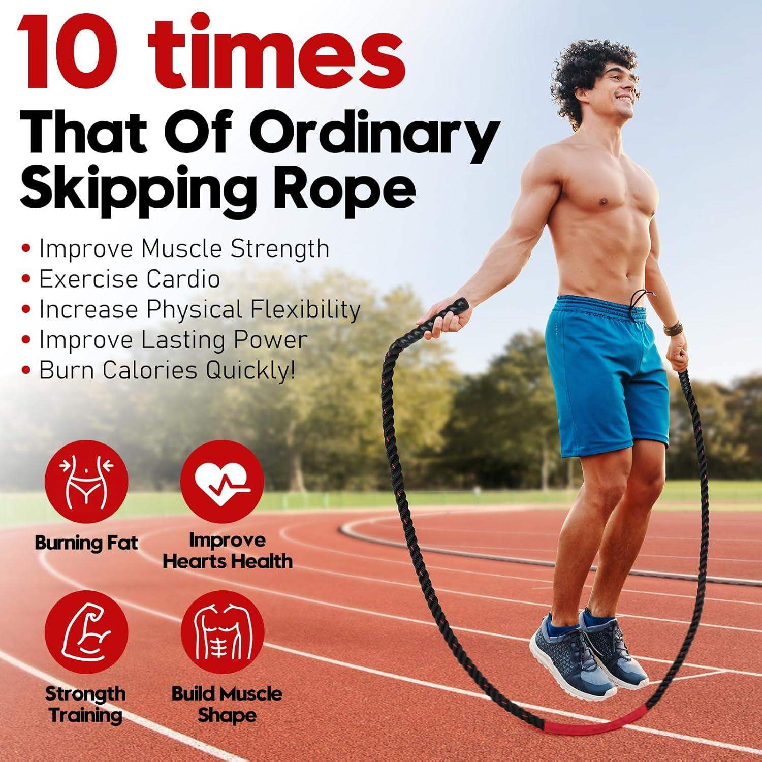Weighted Jump Rope, 9.8ft Heavy Exercise Jumping Rope for Adults - imprüv  
