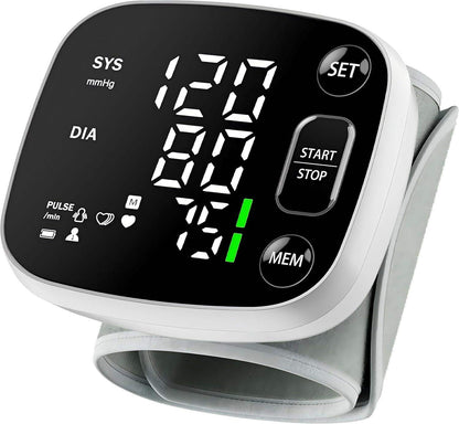 Wrist Cuff Blood Pressure Monitor for Easy Home Use with Large Display, Voice Broadcast, and Memory Storage - imprüv  