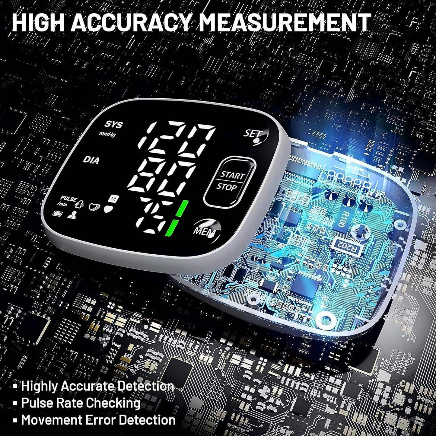 Wrist Cuff Blood Pressure Monitor for Easy Home Use with Large Display, Voice Broadcast, and Memory Storage - imprüv  