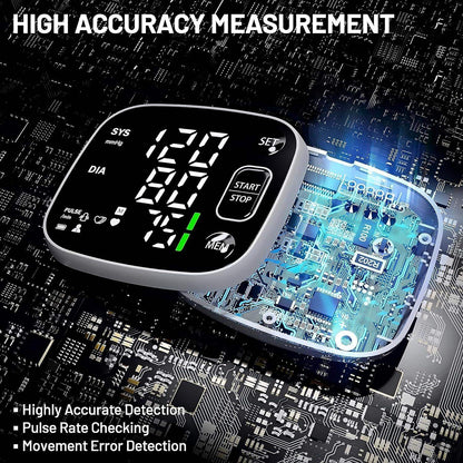 Wrist Cuff Blood Pressure Monitor for Easy Home Use with Large Display, Voice Broadcast, and Memory Storage - imprüv  