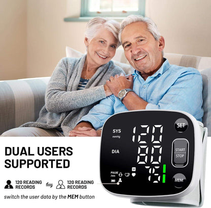 Wrist Cuff Blood Pressure Monitor for Easy Home Use with Large Display, Voice Broadcast, and Memory Storage - imprüv  