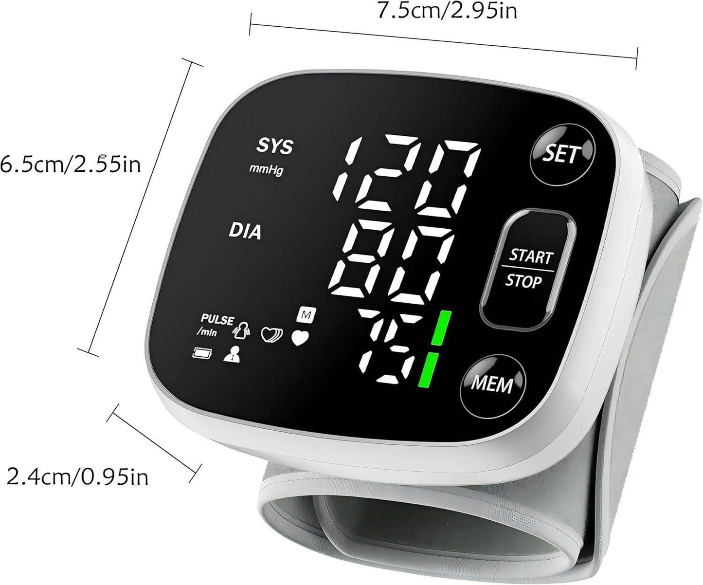 Wrist Cuff Blood Pressure Monitor for Easy Home Use with Large Display, Voice Broadcast, and Memory Storage - imprüv  
