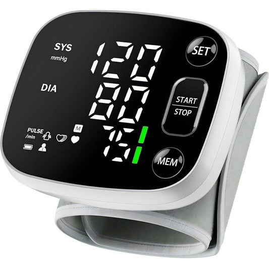 Wrist Cuff Blood Pressure Monitor for Easy Home Use with Large Display, Voice Broadcast, and Memory Storage - imprüv  