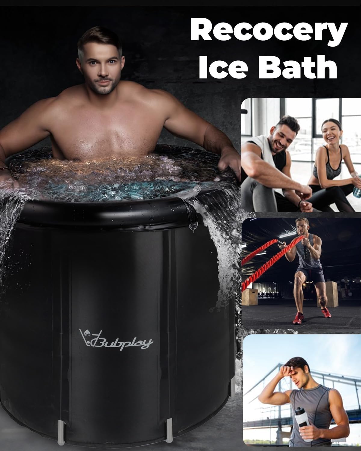 X-Large Round Ice Plunge Bath Tub for Athletes and Post-Workout Recovery - imprüv  